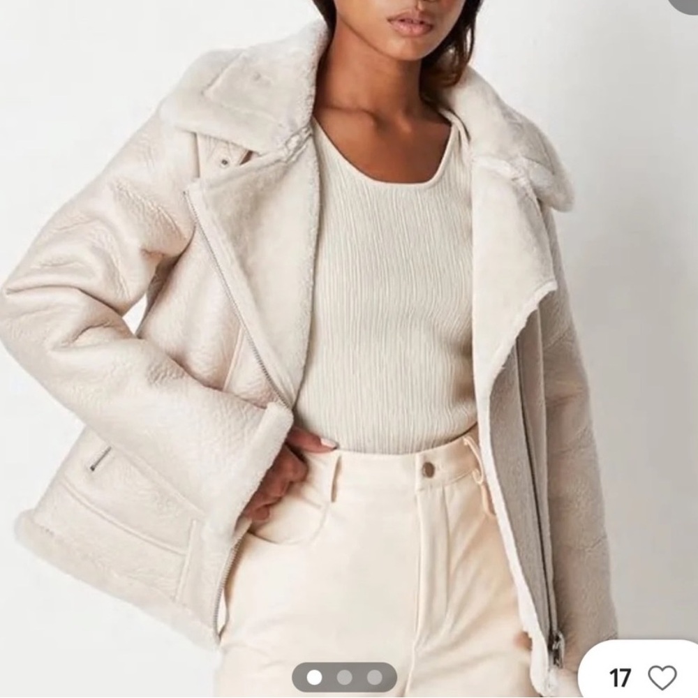 Misguided faux fur jacket in cream